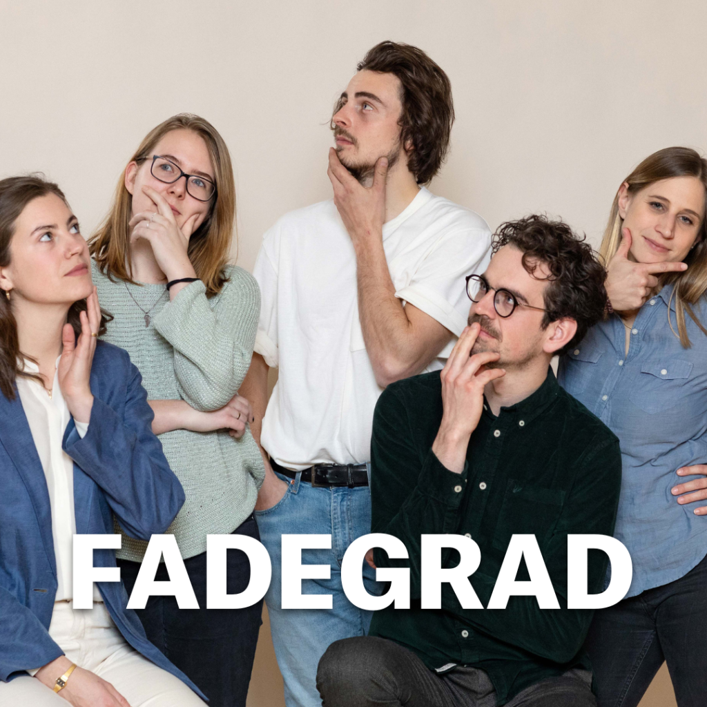 Das ist das Team des Fadegrad-Podcasts: Ines Schaberger, Sam de Keijzer, Robin Flüglistaller, Gabriel Imhof und Lara Abderhalden.